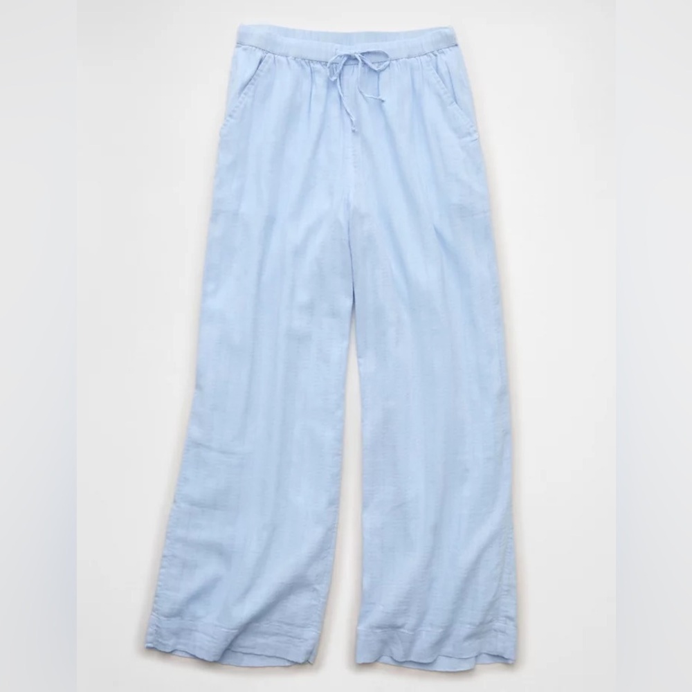 Ultra wide leg light blue flowy pull on pants